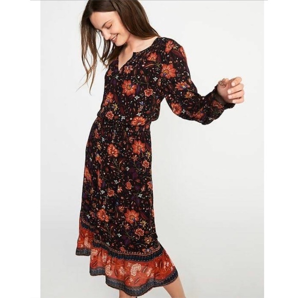black floral boho dress